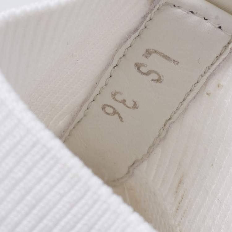 Pre Owned Christian Dior White Knit Fabric B25 High Top Sock Sneakers Size 36 
