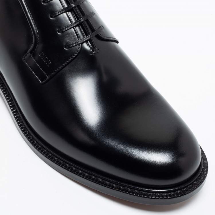 Pre Owned Dior Black Leather Lace Up Derby Size 44.5