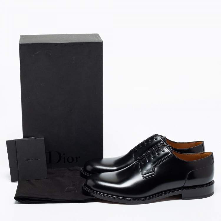 Pre Owned Dior Black Leather Lace Up Derby Size 44.5