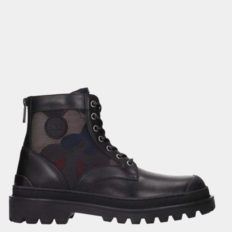 Christian Dior X Peter Doig Black Leather Explorer Boots Size US 8 EU 41