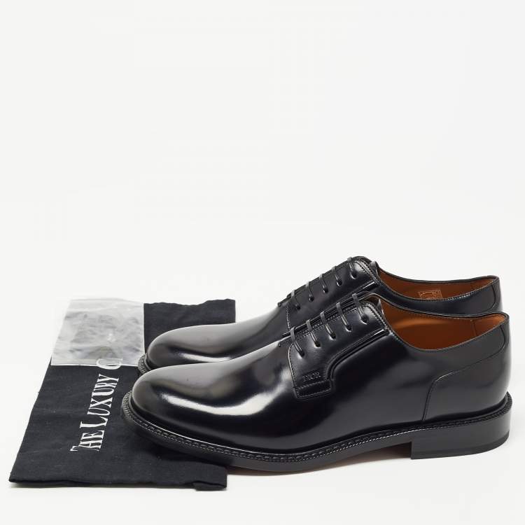Pre Owned Dior Black Leather Lace Up Derby Size 42.5