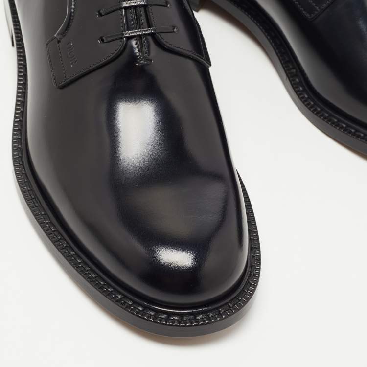 Pre Owned Dior Black Leather Lace Up Derby Size 42.5