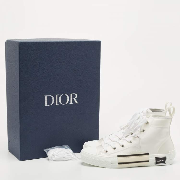 Pre Owned Dior White Canvas and PVC B23 High Top Sneakers Size 42