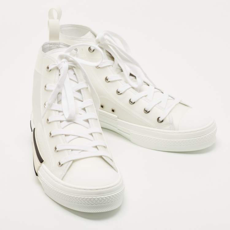 Pre Owned Dior White Canvas and PVC B23 High Top Sneakers Size 42