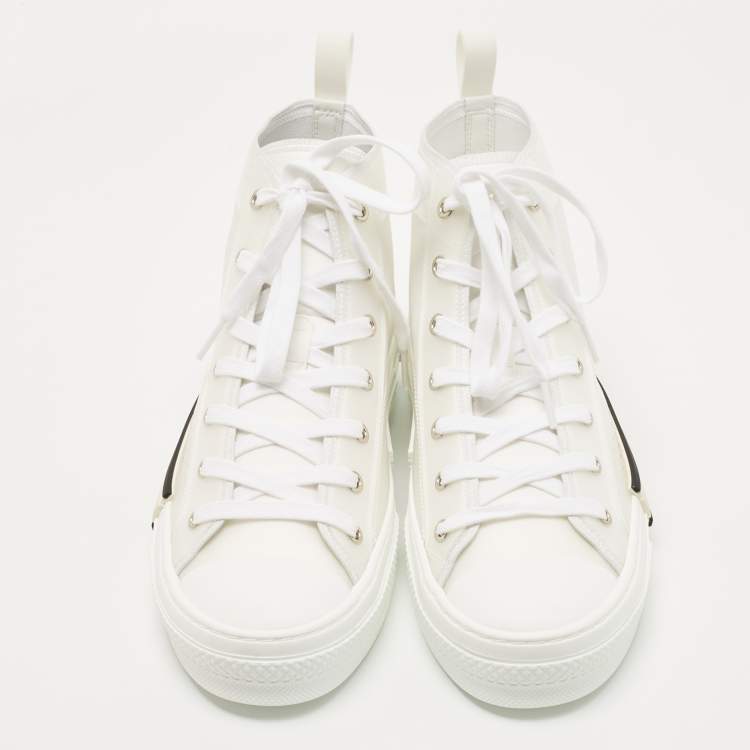 Pre Owned Dior White Canvas and PVC B23 High Top Sneakers Size 42