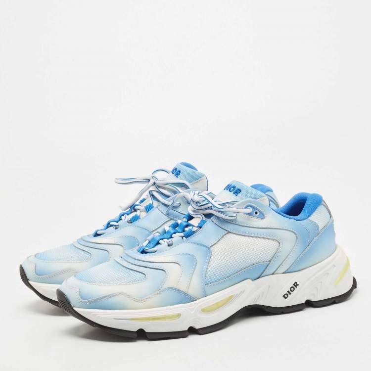 Pre Owned Dior Blue/White Leather and Mesh CD1 Low Sneakers Size 46