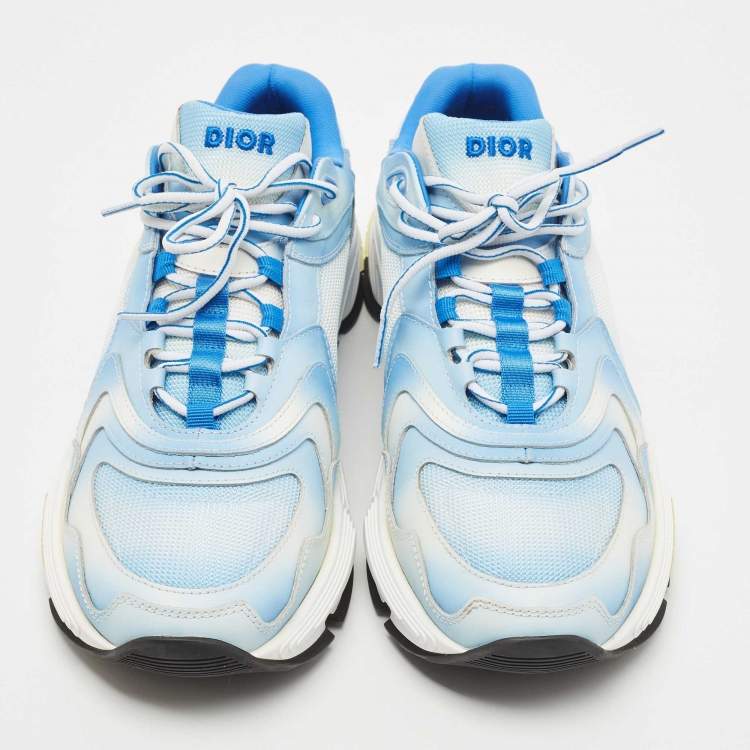 Pre Owned Dior Blue/White Leather and Mesh CD1 Low Sneakers Size 46