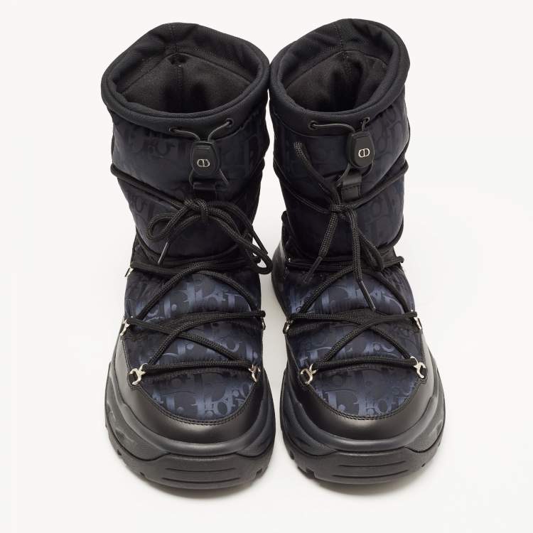 Pre Owned Dior Black Nylon and Leather Snow Boots Size 42