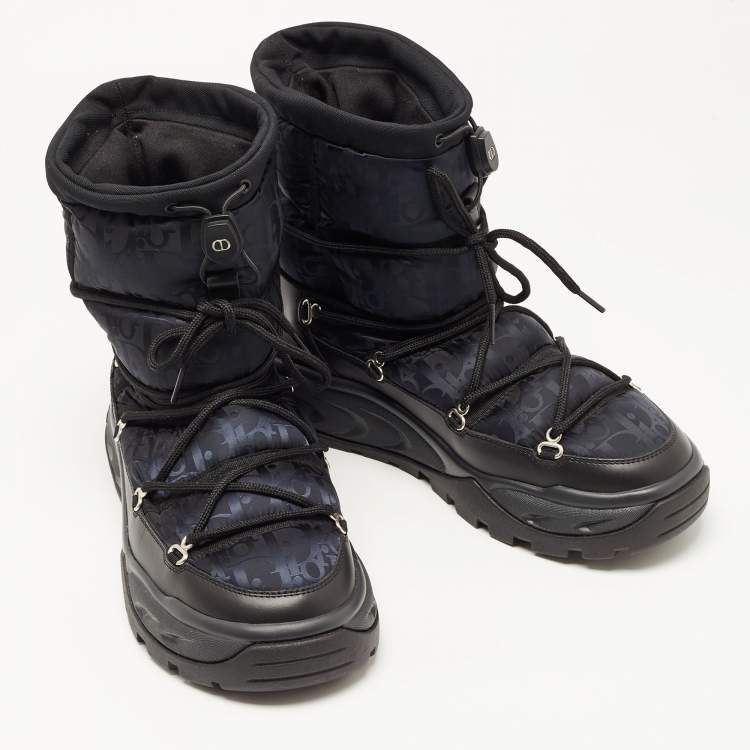 Pre Owned Dior Black Nylon and Leather Snow Boots Size 42