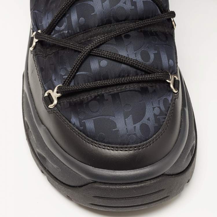 Pre Owned Dior Black Nylon and Leather Snow Boots Size 42