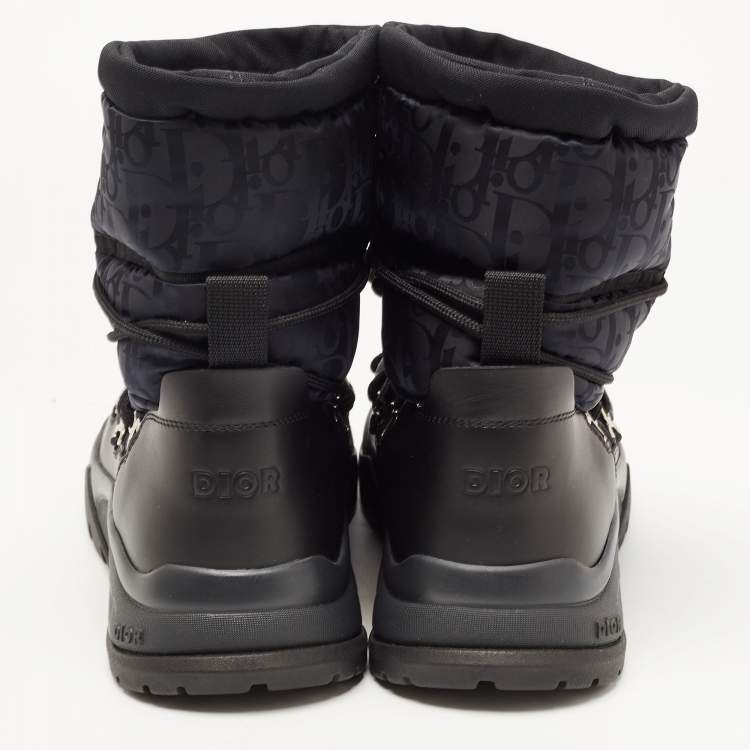 Pre Owned Dior Black Nylon and Leather Snow Boots Size 42