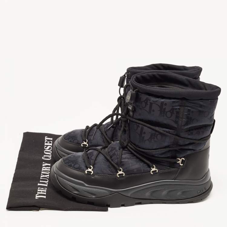 Pre Owned Dior Black Nylon and Leather Snow Boots Size 42