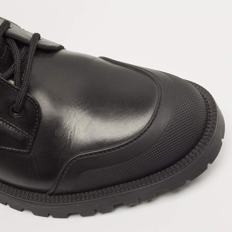 Pre Owned Dior Black Canvas and Leather Explorer Ankle Boots Size 42