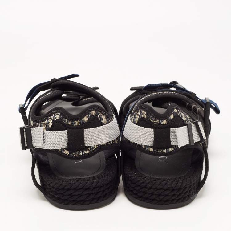 Pre Owned  DIOR Black/Grey Jacquard Atlas Sandals Size 43