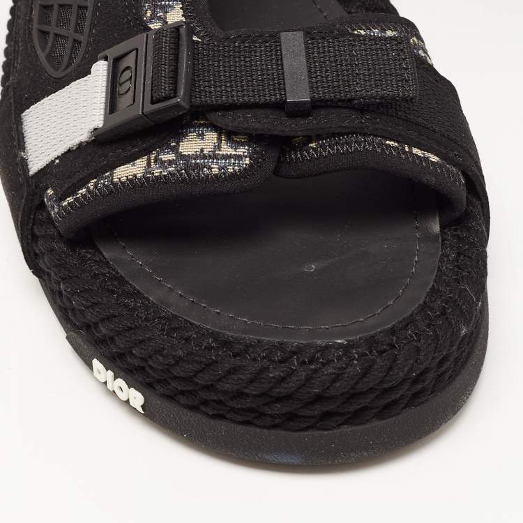 Pre Owned  DIOR Black/Grey Jacquard Atlas Sandals Size 43