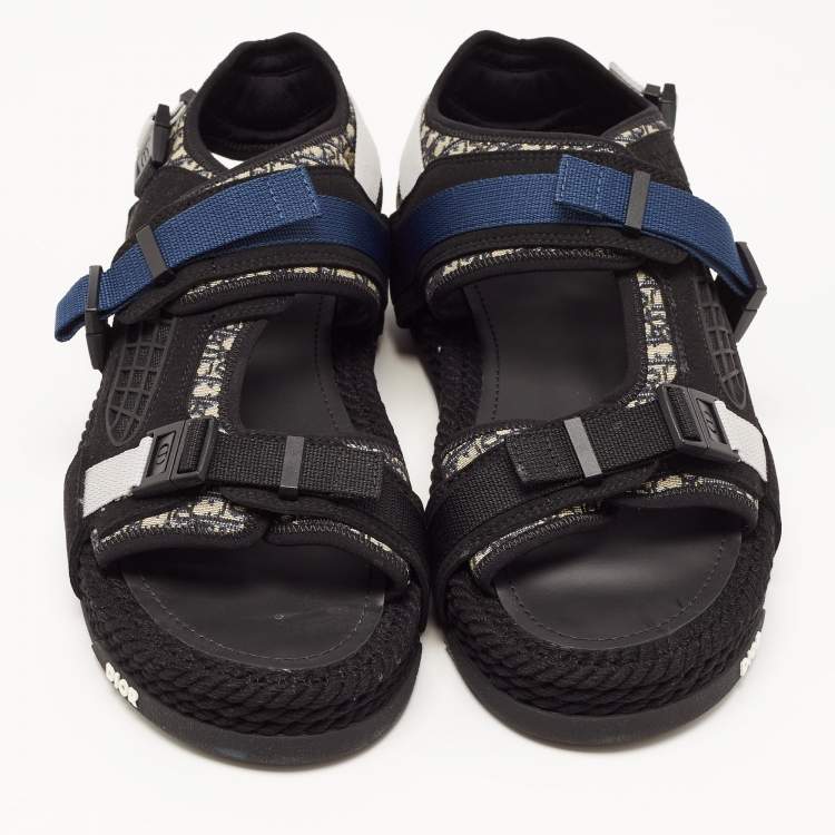 Pre Owned  DIOR Black/Grey Jacquard Atlas Sandals Size 43
