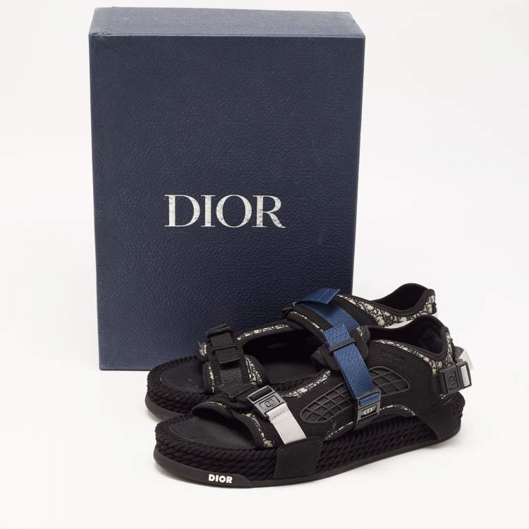 Pre Owned  DIOR Black/Grey Jacquard Atlas Sandals Size 43