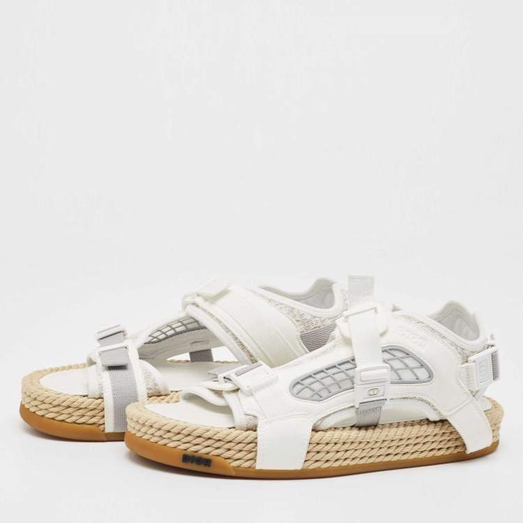 Dior White Canvas and Suede Atlas Sandals Size 41 Dior | TLC