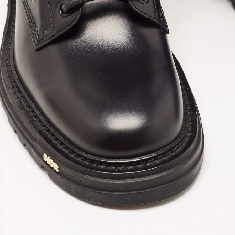 Pre Owned Dior Black Oblique Embossed Leather Explorer II Combat Boots Size 42