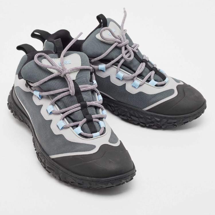 Pre Owned Dior Green/Black Canvas Diorizon  Lace Up Sneakers Size 45