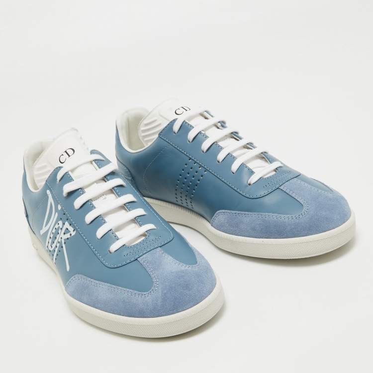 Pre Owned Dior Grey/Blue Leather Low Top Sneakers Size 38