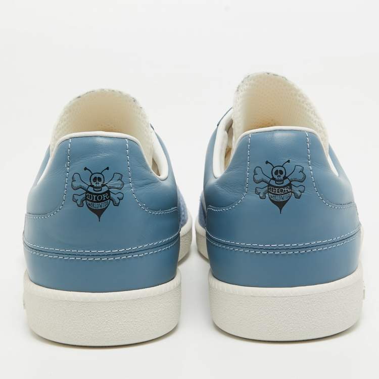Pre Owned Dior Grey/Blue Leather Low Top Sneakers Size 38