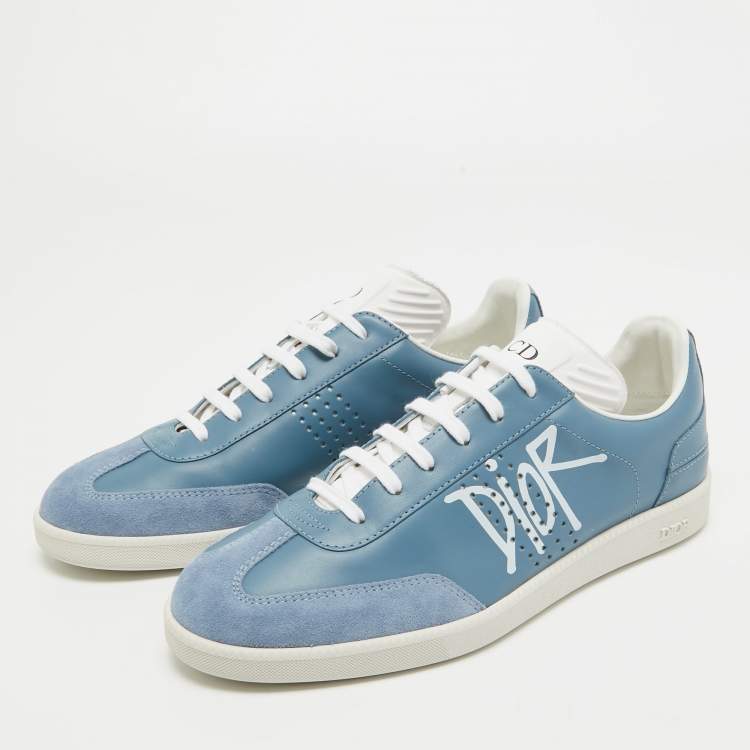 Pre Owned Dior Grey/Blue Leather Low Top Sneakers Size 38