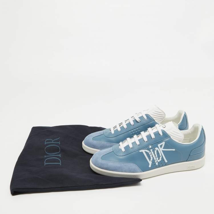 Pre Owned Dior Grey/Blue Leather Low Top Sneakers Size 38