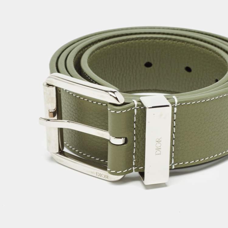 Pre Owned Dior Green Leather Buckle Belt 105 CM