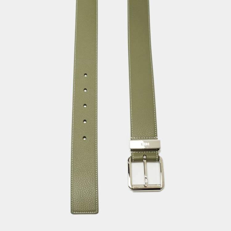 Pre Owned Dior Green Leather Buckle Belt 105 CM