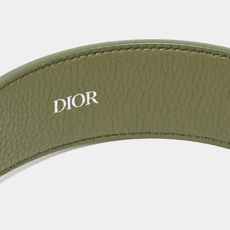 Pre Owned Dior Green Leather Buckle Belt 105 CM