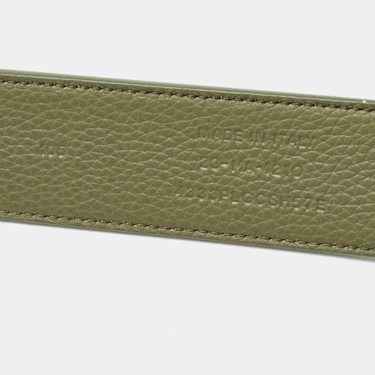 Pre Owned Dior Green Leather Buckle Belt 105 CM