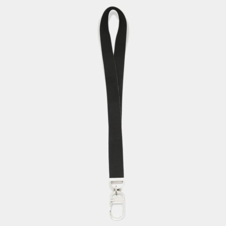 Pre Owned Dior Black Canvas Logo Lanyard 