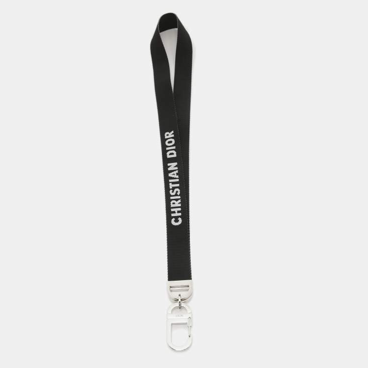 Pre Owned Dior Black Canvas Logo Lanyard 