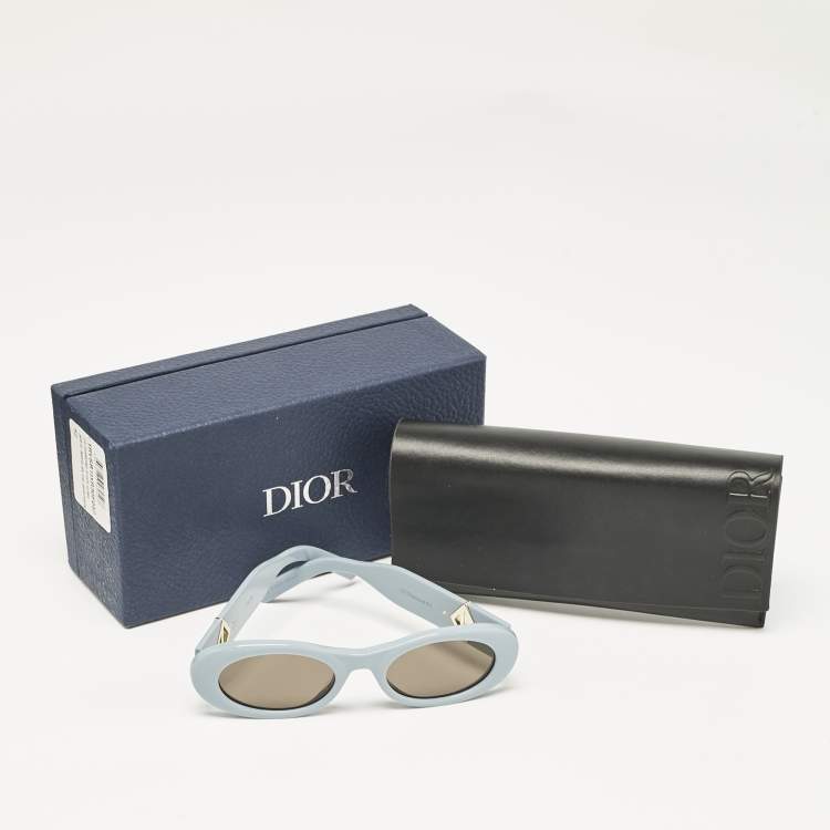 Pre Owned Dior Light Blue/Black CD Diamond R11 Oval Sunglasses
