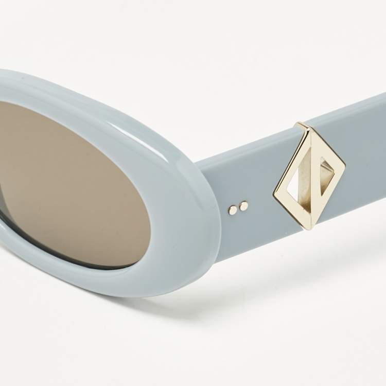 Pre Owned Dior Light Blue/Black CD Diamond R11 Oval Sunglasses