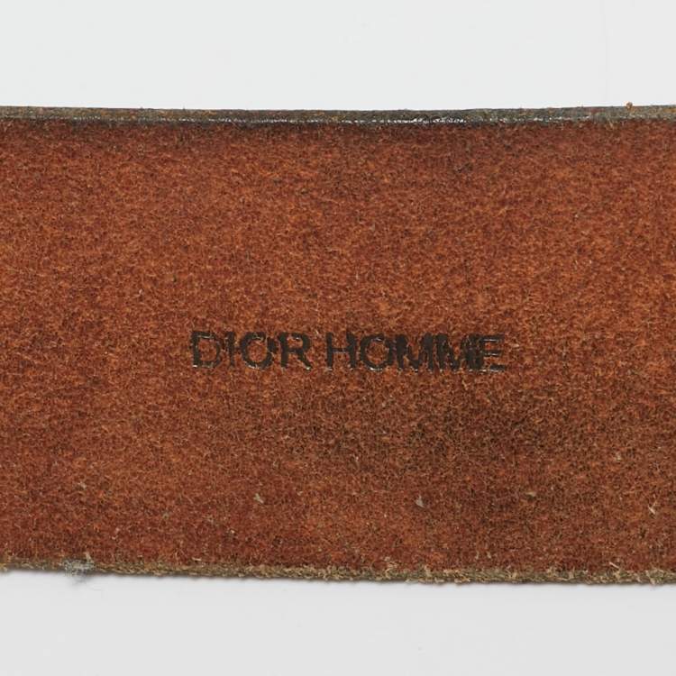 Pre Owned Dior Homme Black Leather Buckle Belt 90 CM