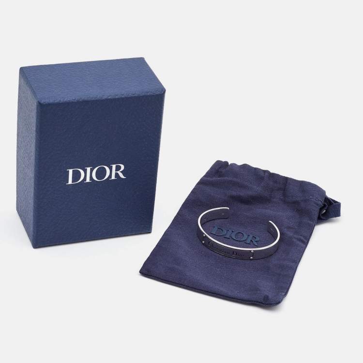 Pre Owned Dior Couture Logo Enamel Sterling SIlver Bracelet M