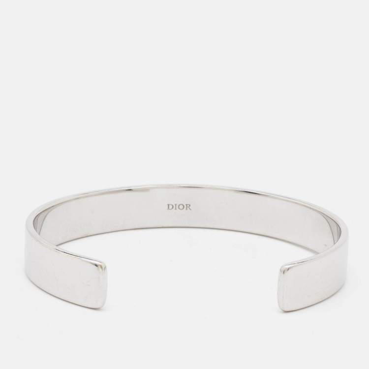Pre Owned Dior Couture Logo Enamel Sterling SIlver Bracelet M