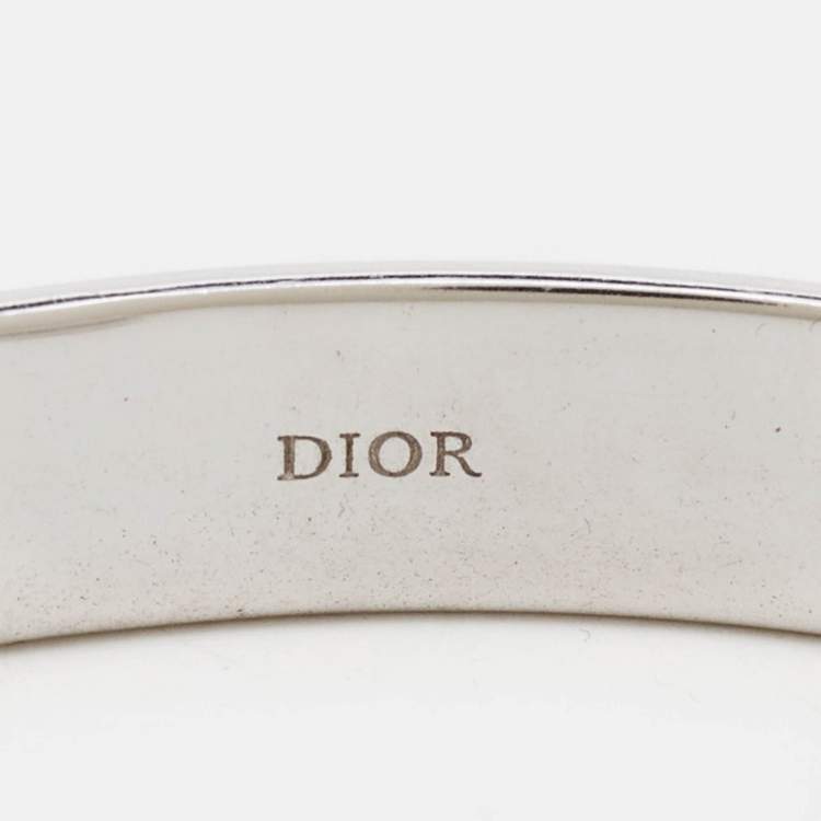 Pre Owned Dior Couture Logo Enamel Sterling SIlver Bracelet M