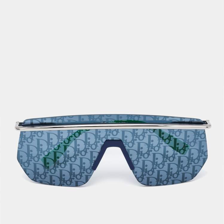 Pre Owned Dior Navy Blue Oblique DiorMotion M1I Shield Sunglasses 