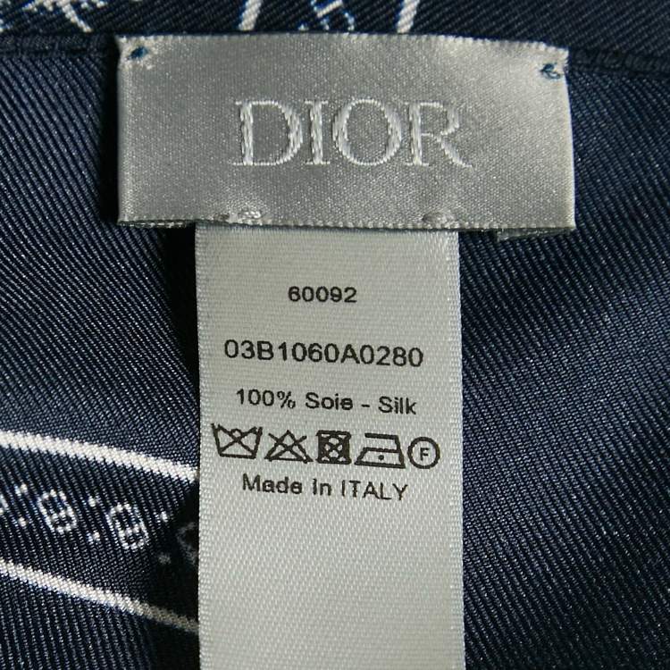 Pre Owned Dior X Jordan Navy Blue AirDior Print Silk Bandana Scarf 