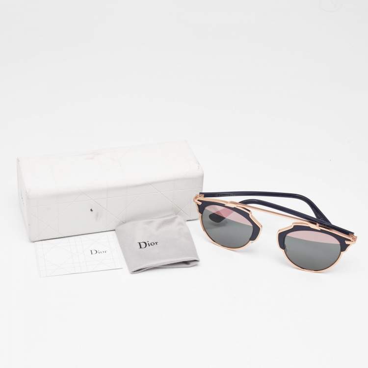 Pre Owned Dior Navy Blue/Black So Real Aviator Sunglasses
