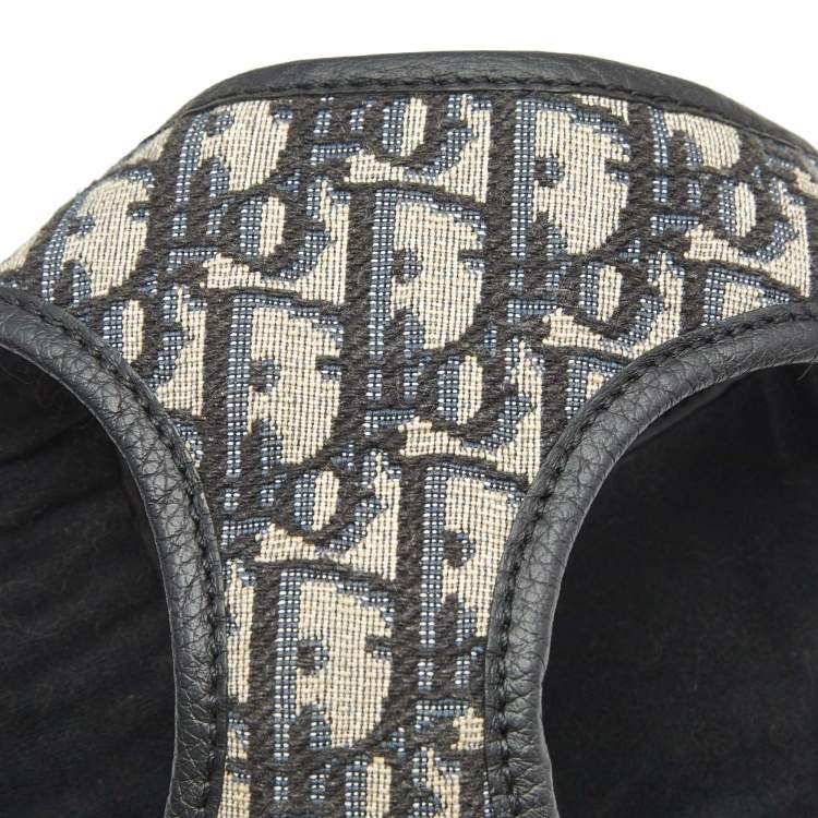 Pre Owned Dior Navy Blue Oblique Canvas and Leather Pet Harness S