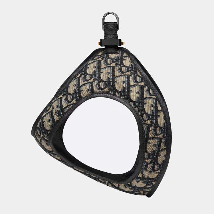 Pre Owned Dior Navy Blue Oblique Canvas and Leather Pet Harness S