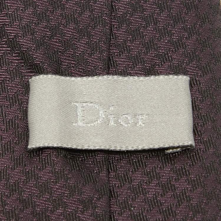 Pre Owned Dior Purple/Black Patterned Silk Skinny Tie