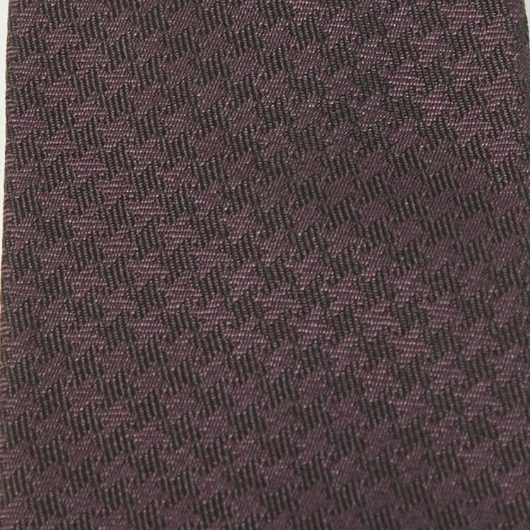Pre Owned Dior Purple/Black Patterned Silk Skinny Tie