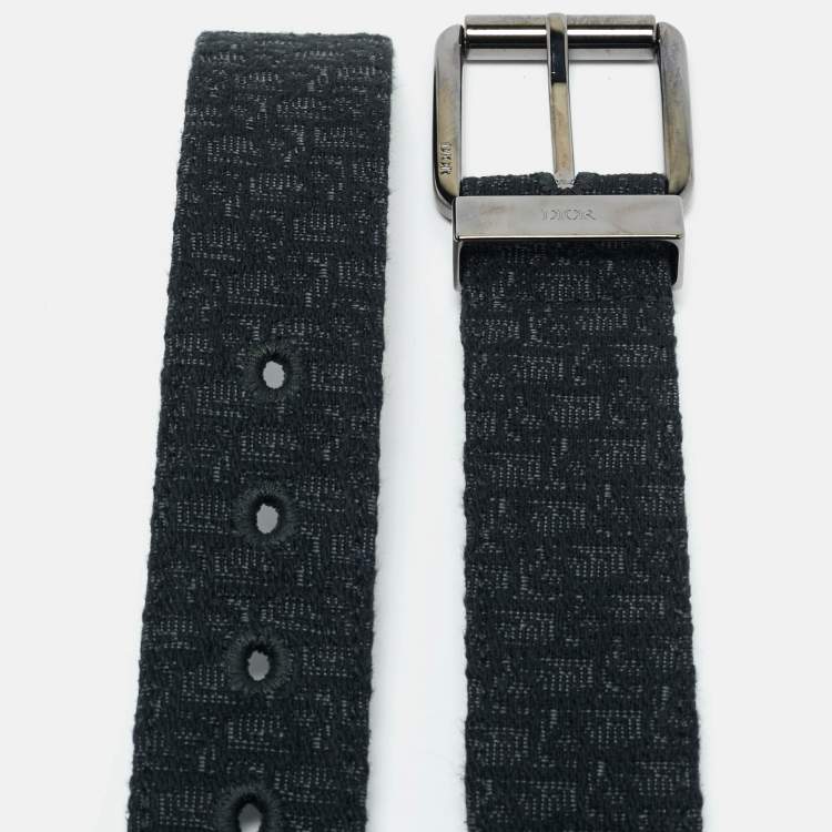 Pre Owned Dior Black Micro Oblique Jacquard Buckle Belt 110CM