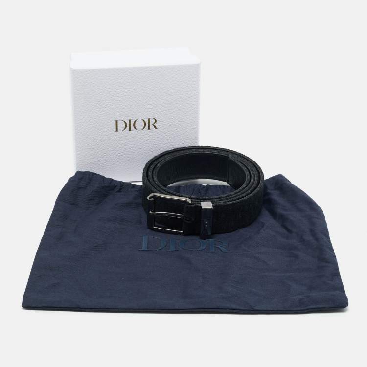 Pre Owned Dior Black Micro Oblique Jacquard Buckle Belt 110CM