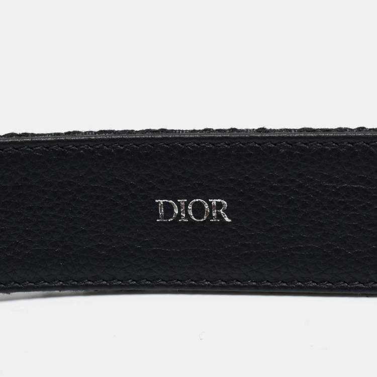 Pre Owned Dior Black Micro Oblique Jacquard Buckle Belt 110CM